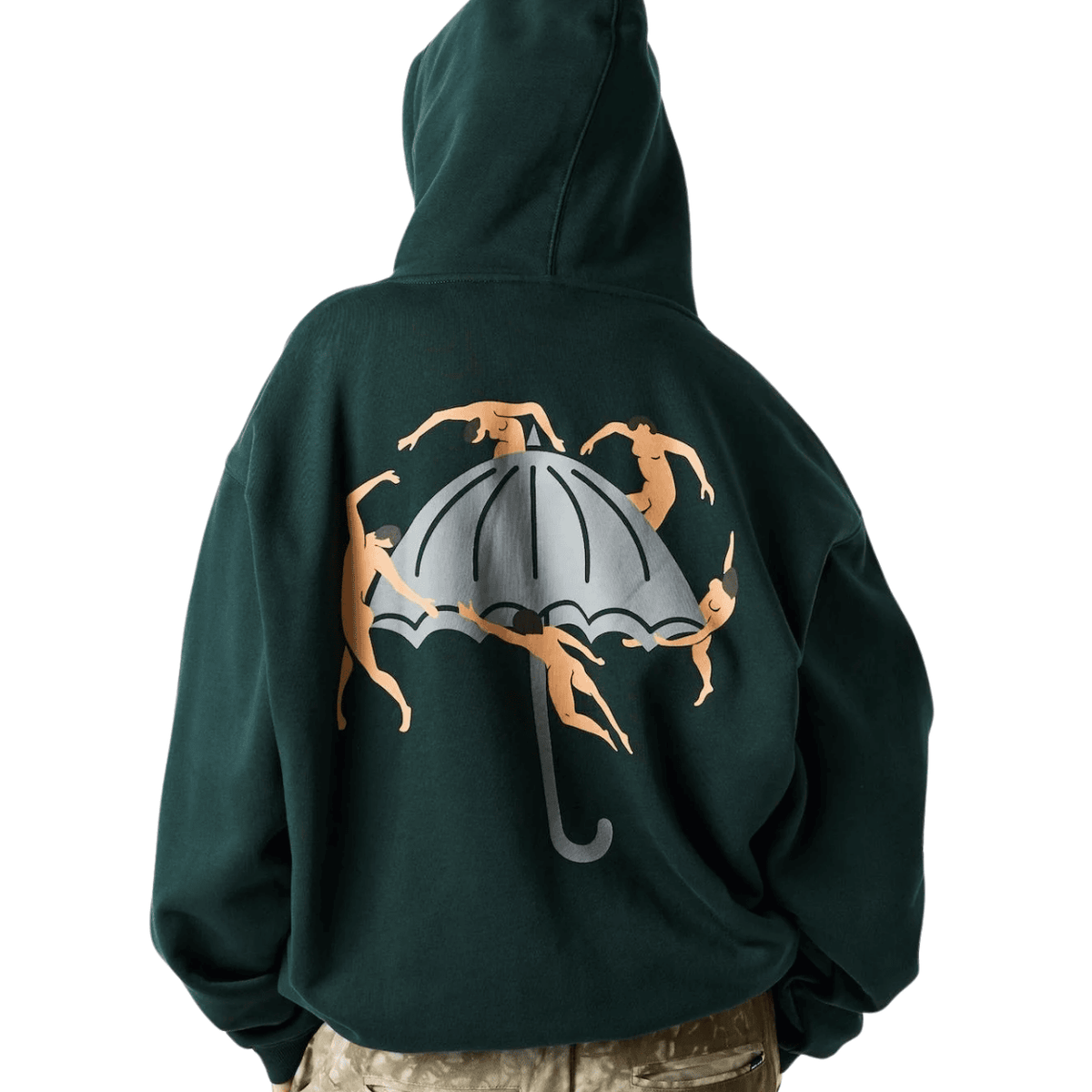 Forest green Helas Dancing Hoodie with a relaxed fit and bold logo print, featuring a hood and adjustable drawstrings.