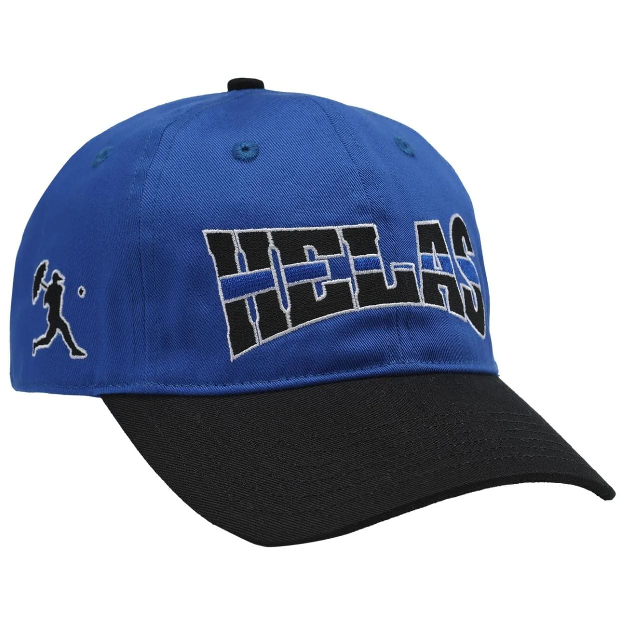 Helas Hoop Cap in blue and black with a curved brim and adjustable strap, stylish and casual headwear for everyday wear.
