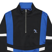 Helas Hoop Quarter Zip jumper in blue and black, featuring a quarter-zip collar and sporty design.