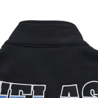 Helas Hoop Quarter Zip jumper in blue and black, featuring a quarter-zip collar and casual fit, displayed on a plain background.