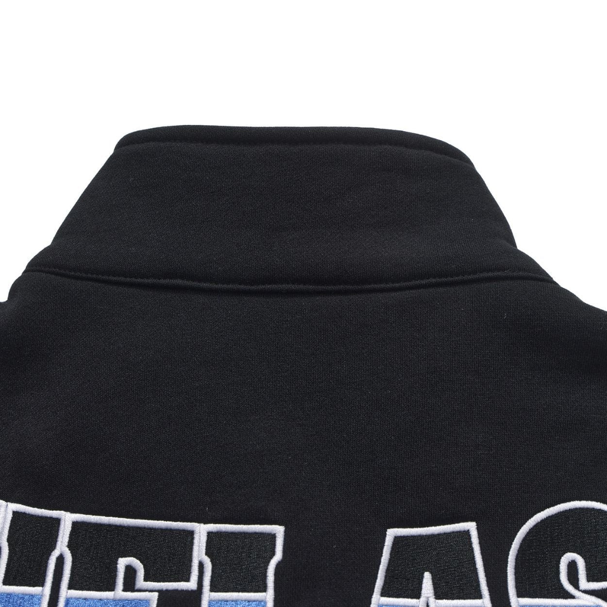 Helas Hoop Quarter Zip jumper in blue and black, featuring a quarter-zip collar and casual fit, displayed on a plain background.