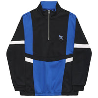 Helas Hoop Quarter Zip jumper in blue and black with a high collar, front zipper, and sporty design.