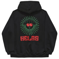 Black Helas Ibiz hoodie with front pocket and adjustable drawstrings, made from soft fabric for casual comfort.