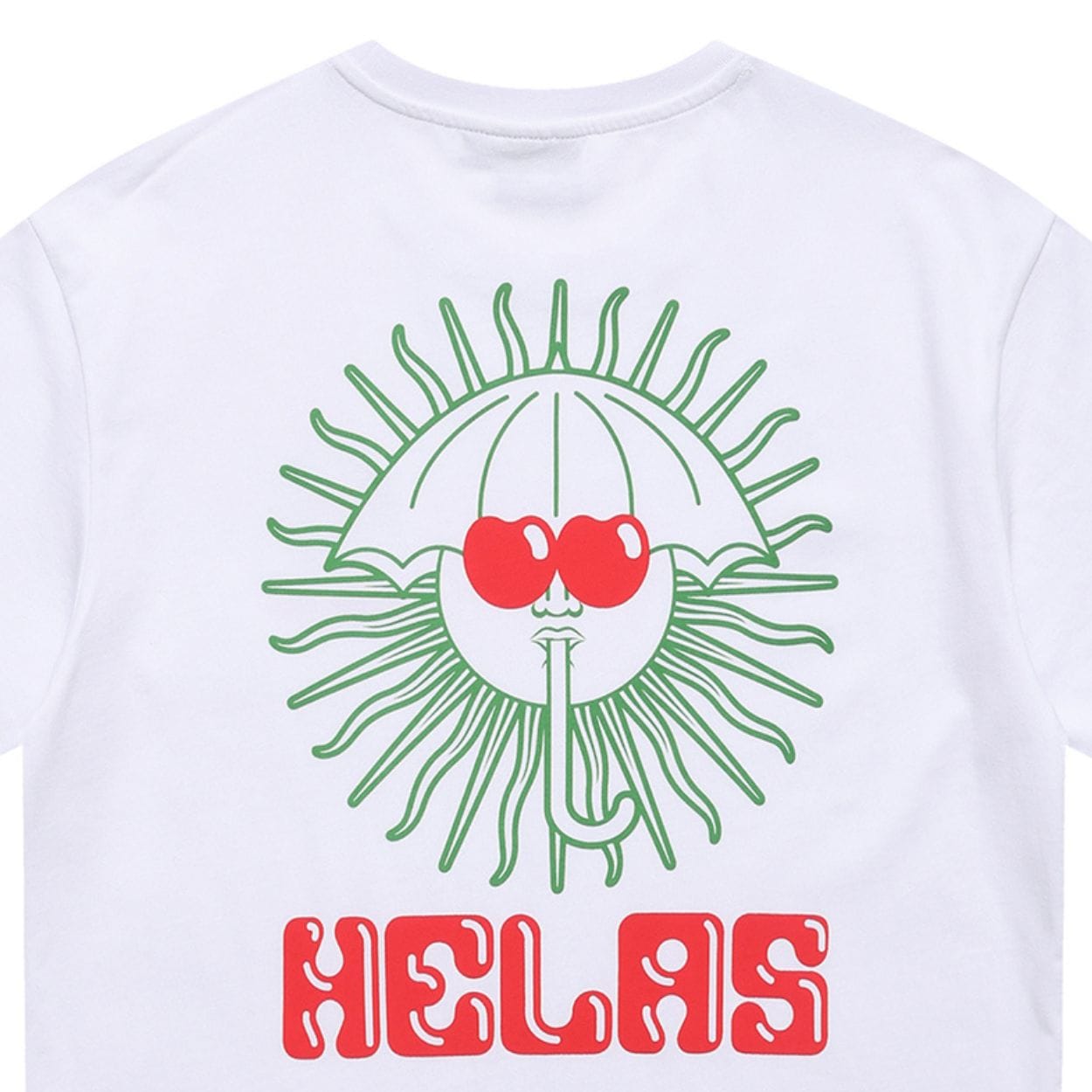 White Helas Ibiz T-Shirt with graphic design, casual fit, and classic crew neckline, made for comfortable everyday wear.
