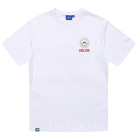 White Helas Ibiz T-Shirt featuring a casual fit and Helas branding on the front, displayed flat on a neutral background.