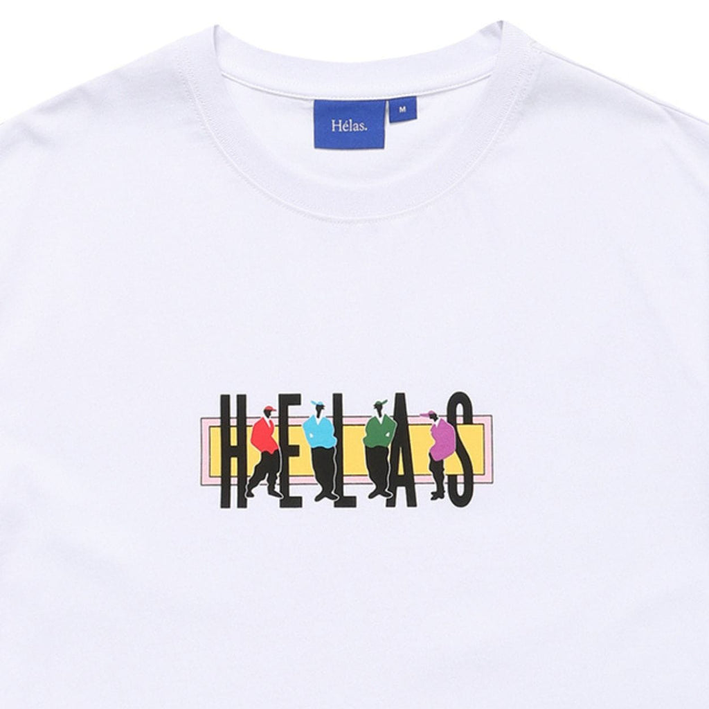White Helas Jazzy T-Shirt for men, featuring a classic crew neck and bold graphic design, made from soft cotton fabric.