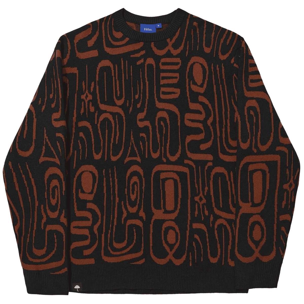 Helas Abstract Knit Crewneck | Black & Brown - The Vines Supply Co