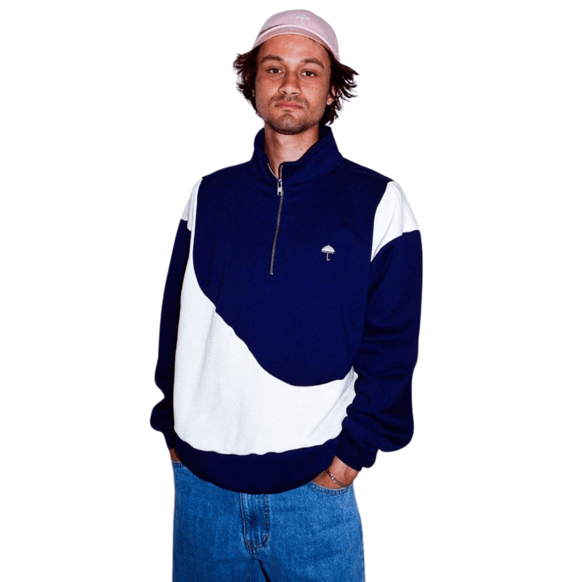 Helas Forma Quarter Zip | Navy & Beige - The Vines Supply Co