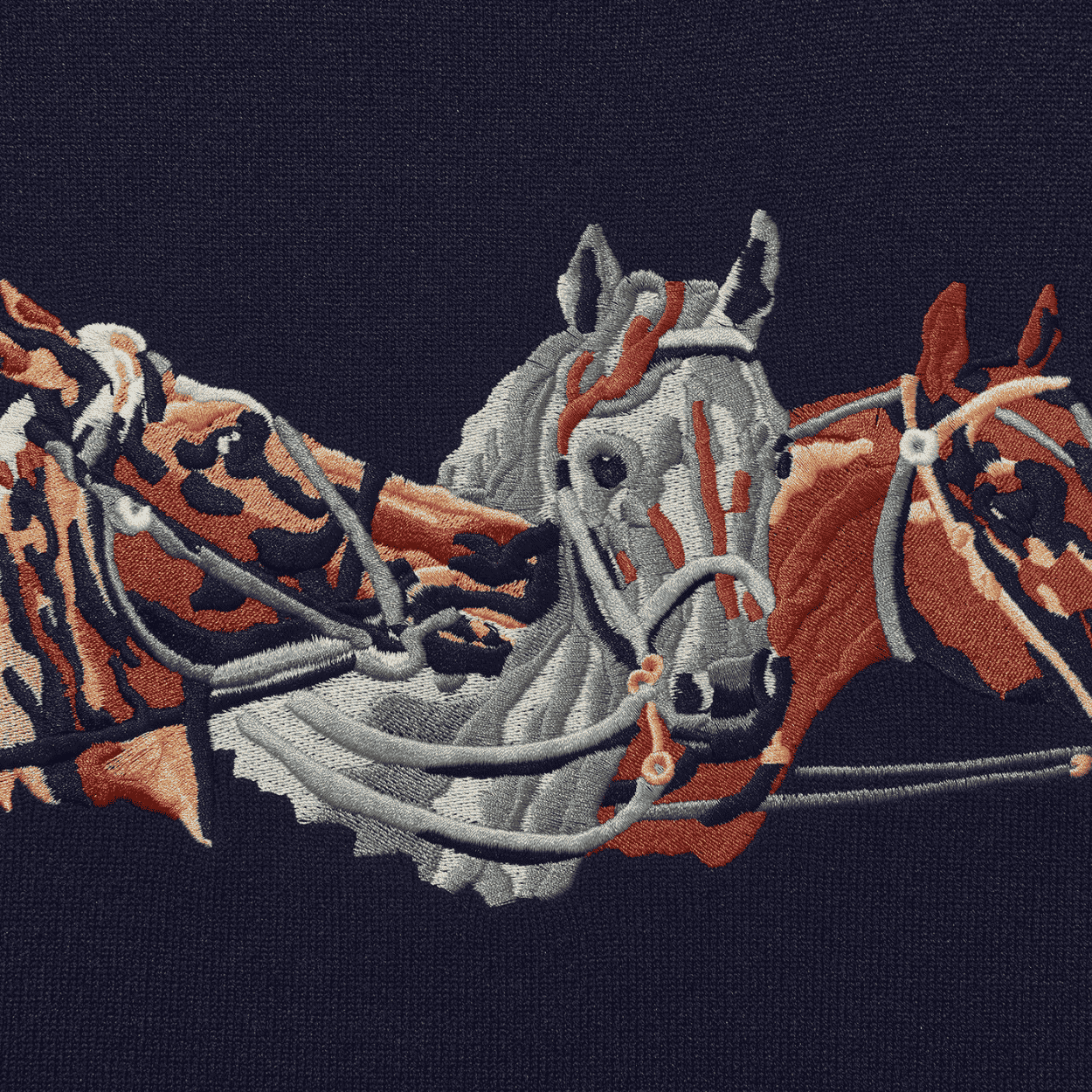 Helas Horses Knit Crewneck | Navy Blue - The Vines Supply Co