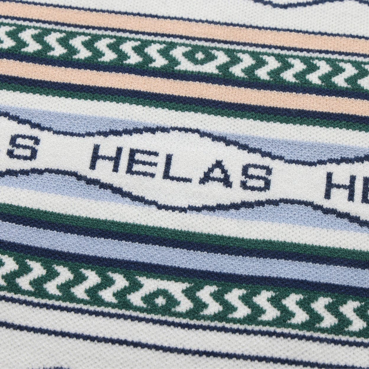Light beige Helas Kool Knit Coogi crewneck jumper with intricate knit pattern and relaxed fit, designed for casual comfort.