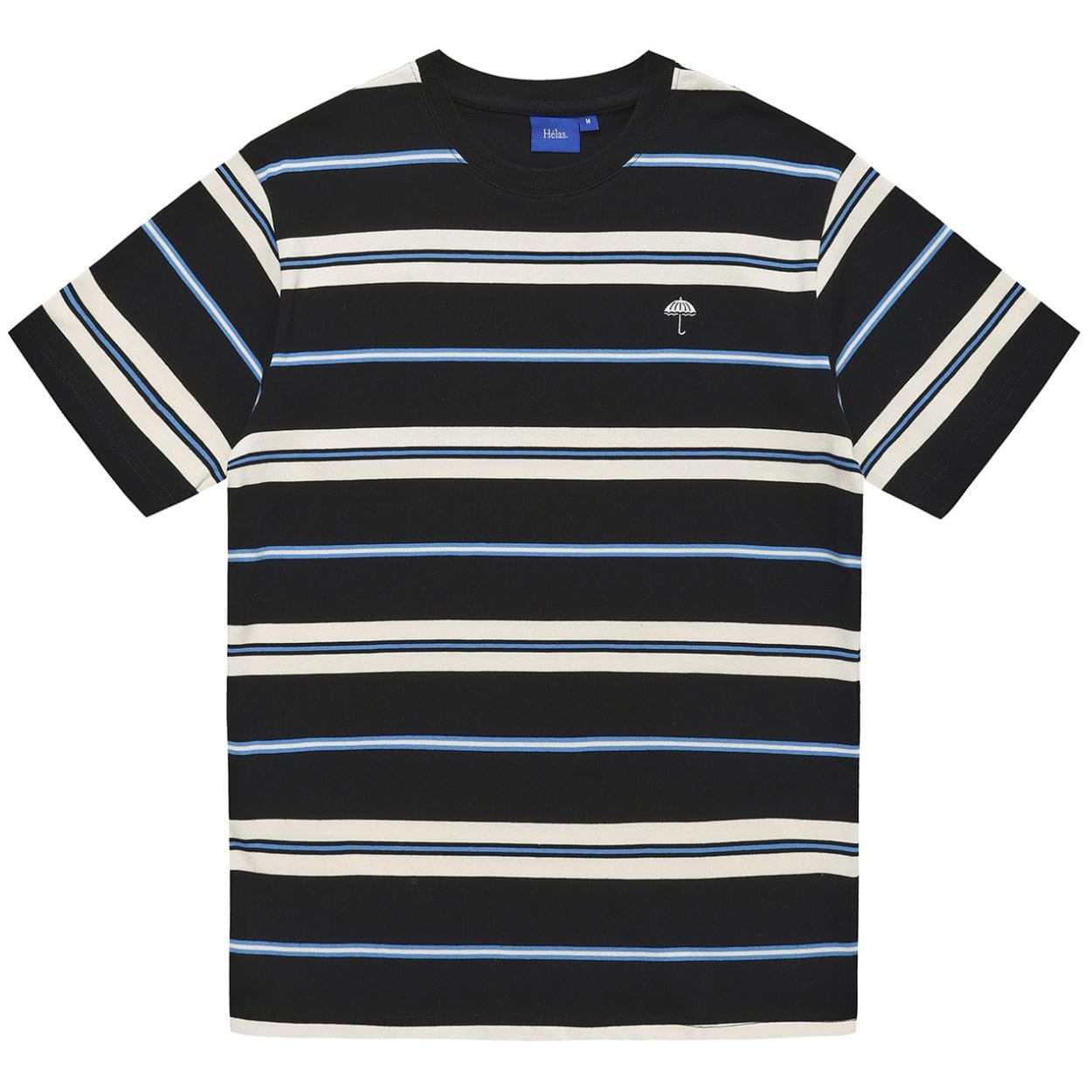 Black Helas Raye striped T-shirt featuring bold horizontal stripes, casual fit, and classic crew neckline.