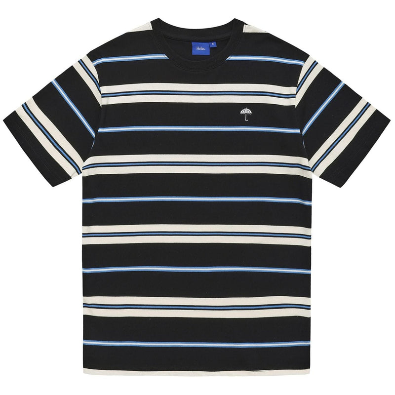 Black Helas Raye striped T-shirt with bold horizontal stripes, classic crew neck, and casual fit ideal for everyday wear.