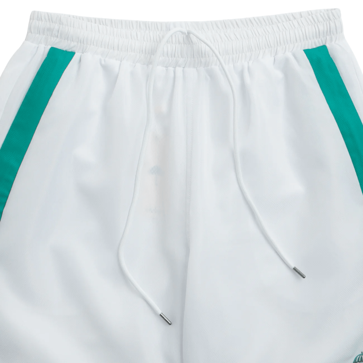 White Helas Facile Sport Shorts with elastic waistband and sporty design, perfect for active wear.