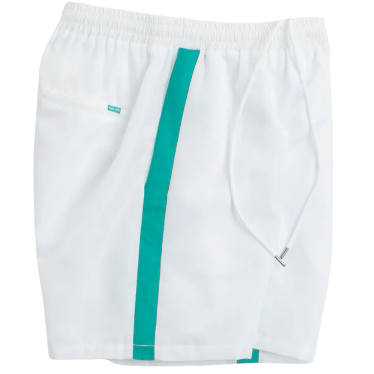 White Helas Facile Sport Shorts shown on model with elastic waistband and sporty design, ideal for athletic or casual wear.