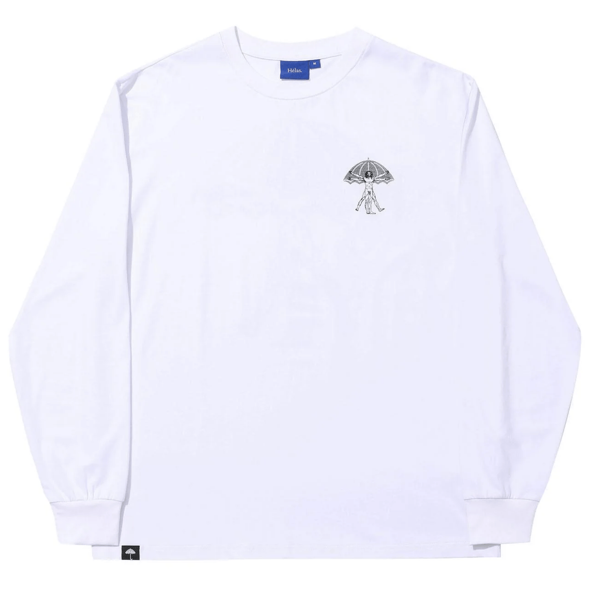 White Helas Vitruve long sleeve T-shirt with graphic print, featuring a casual fit and classic crew neckline.