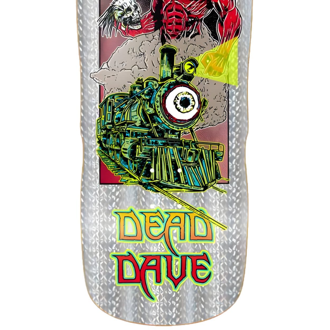 Heroin Dead Dave Hellscape skateboard deck, 10.1 inches wide, featuring vivid graphic design and durable construction for skateboarding.