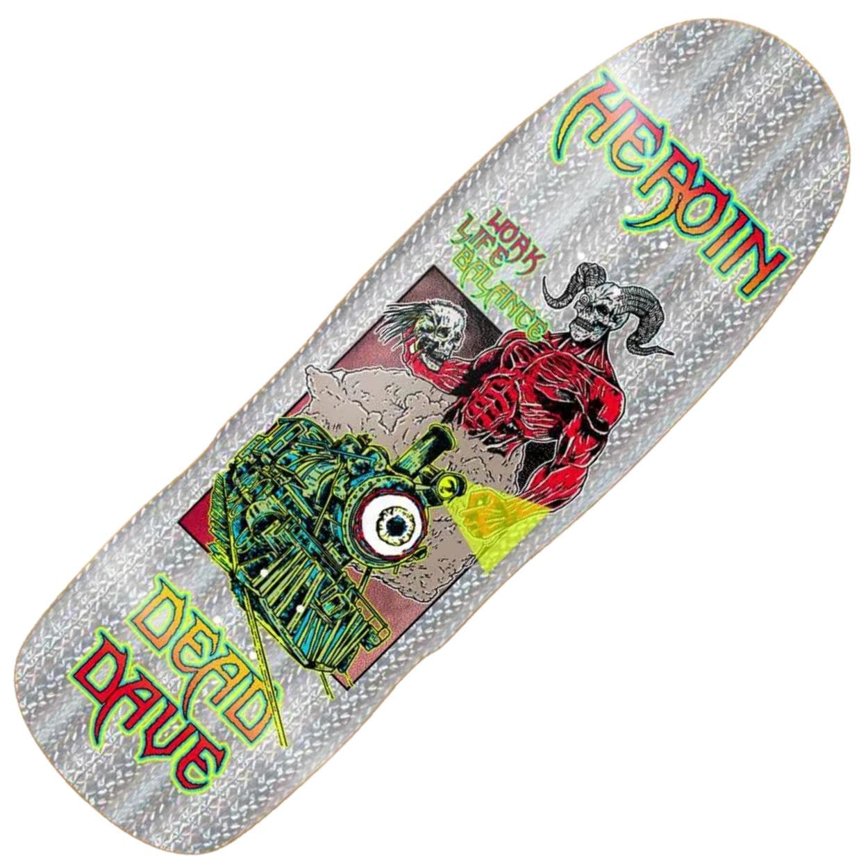 Heroin Skateboards Dead Dave Hellscape skateboard deck, 10.1-inch size, with dark, graphic design featuring Dead Dave artwork.