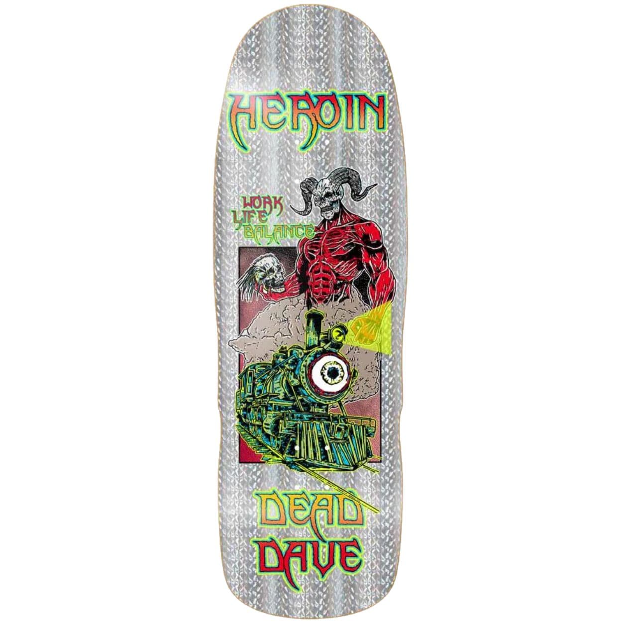 Heroin Dead Dave Hellscape skateboard deck in 10.1 inches, featuring dark, graphic artwork on a Heroin Skateboards deck.