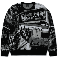 HUF Worldwide Commuter Crewneck Sweater | Black - The Vines Supply Co