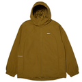 HUF All Caps Shell Jacket in rich brown, lightweight waterproof jacket with hood and front zipper, casual outdoor wear.