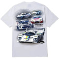 White HUF X Greddy T-shirt featuring a graphic design, casual fit, made from soft cotton fabric, ideal for everyday wear.