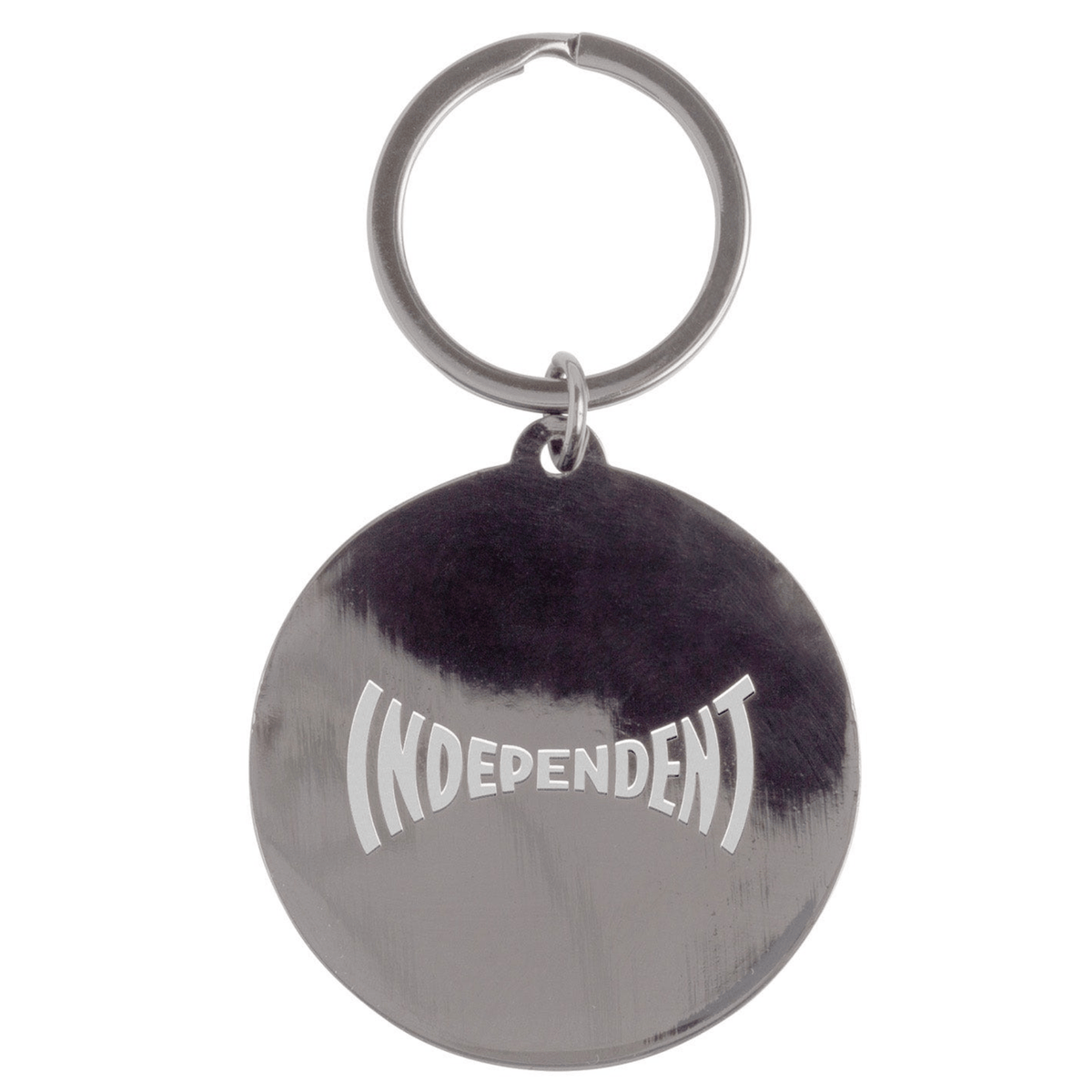 Silver Independent Pavement Span keychain featuring the brand logo and pavement design, made of durable metal.