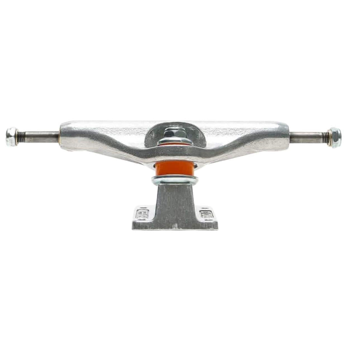 Silver Independent Stage 11 polished skateboard trucks with sleek, durable design for stability and performance.