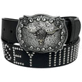 Black Loosey Interchangeable Buckle Belt with adjustable strap and metal buckle, stylish accessory for various outfits.