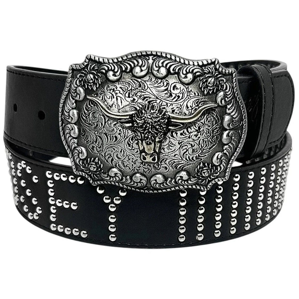 Black Loosey Interchangeable Buckle Belt with adjustable strap and metal buckle, stylish accessory for various outfits.
