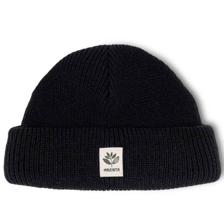 Magenta Skateboards Fam Beanie in black, soft knit beanie with Magenta logo, perfect for skateboarding and casual wear.