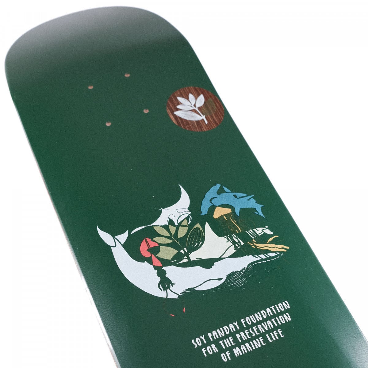 Magenta Soy Panday Deep Series skateboard deck in magenta, 8.125-inch width, featuring graphic design on top view.