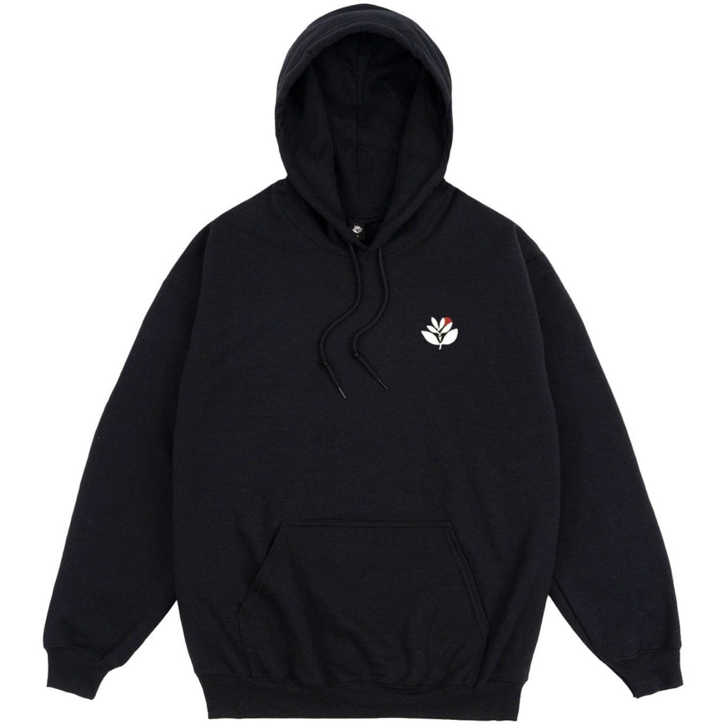 Magenta Skateboards Fly hoodie in black, featuring a comfortable fit and Magenta branding, displayed on a plain background.
