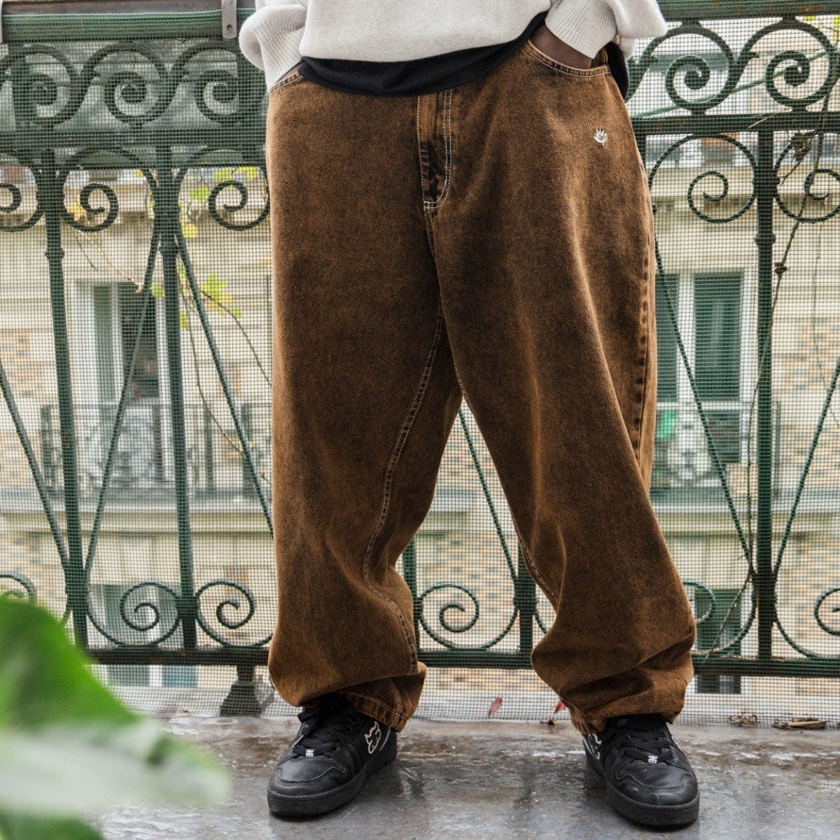 Magenta Skateboards OG Denim Jeans in bronze, showcasing relaxed fit and classic denim texture with visible stitching.