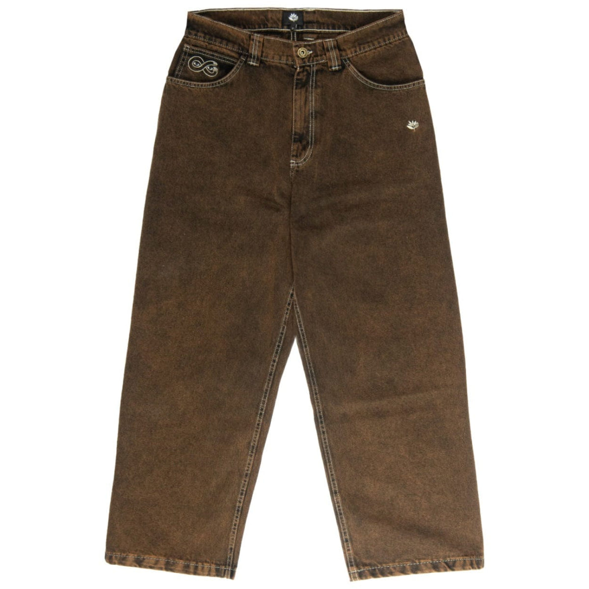 Magenta Skateboards OG Denim Jeans in bronze color, stylish casual jeans with a classic fit and denim texture.