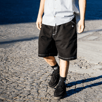 Magenta Skateboard OG Denim Long Shorts | Black - The Vines Supply Co