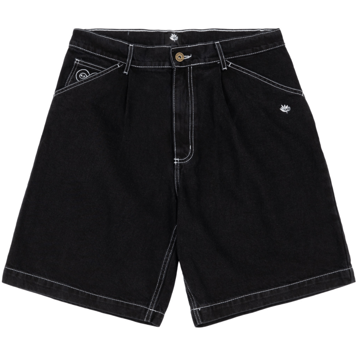Magenta Skateboard OG Denim Long Shorts | Black - The Vines Supply Co