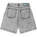 Magenta Skateboards OG Denim Long Shorts in acid wash, featuring a relaxed fit and classic denim styling.