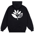 Black Magenta Skateboards Plant hoodie with a colorful plant graphic on the front, made from soft, comfortable fabric.
