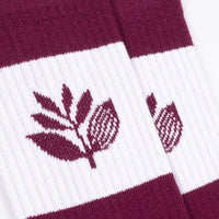 Magenta Skateboards Stripe Socks | Burgundy - The Vines Supply Co