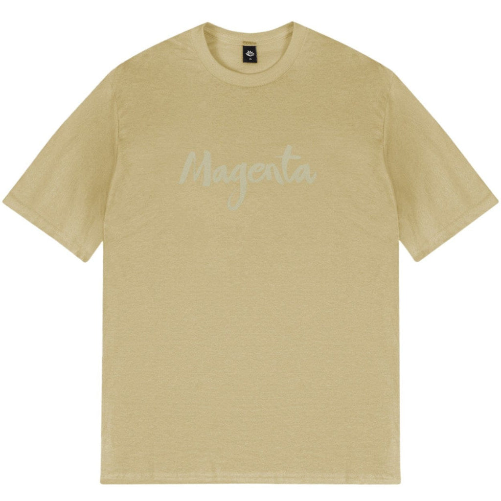 Magenta Skateboards Script T-Shirt | Beige - The Vines Supply Co