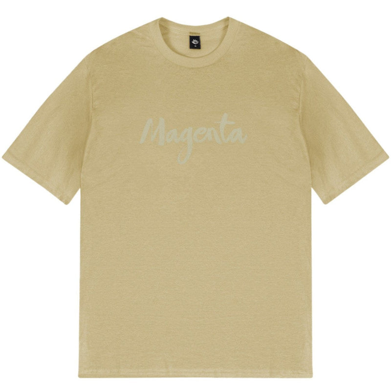 Magenta Skateboards Script T-Shirt | Beige - The Vines Supply Co