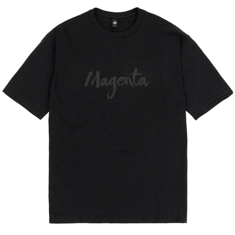 Magenta Skateboards Script T-Shirt | Black - The Vines Supply Co