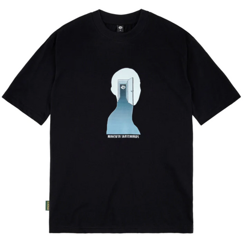 Magenta Skateboards Door T-Shirt | Black - The Vines Supply Co