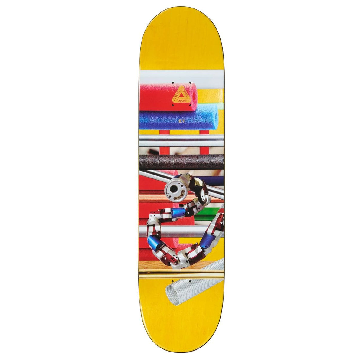 Palace Benny Pro S43 skateboard deck in 8.1-inch width, featuring graphic design on the top and bottom surfaces.