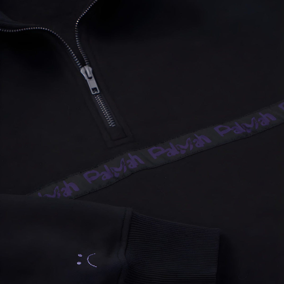 Black Palmah NZ Surf Quarter Zip Fleece, cozy fleece with a quarter zip design, perfect for casual wear and outdoor activities.