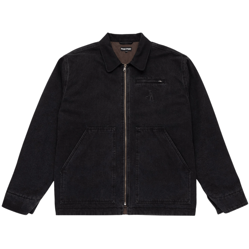Pass~Port Recycled Demim Packers Jacket | Washed Black - The Vines Supply Co