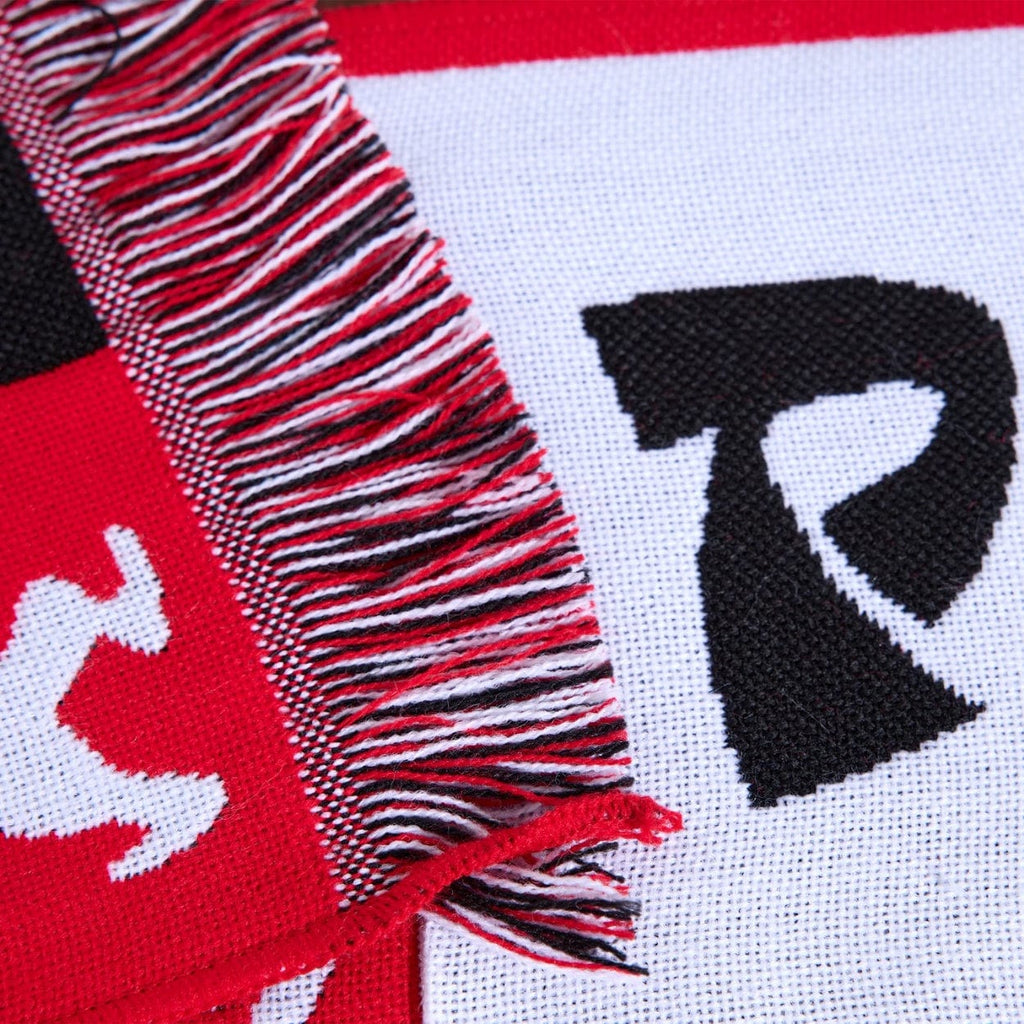 Red Polar Skate Co Checkers Football scarf with bold checkered pattern, perfect for sports fans and cold weather wear.