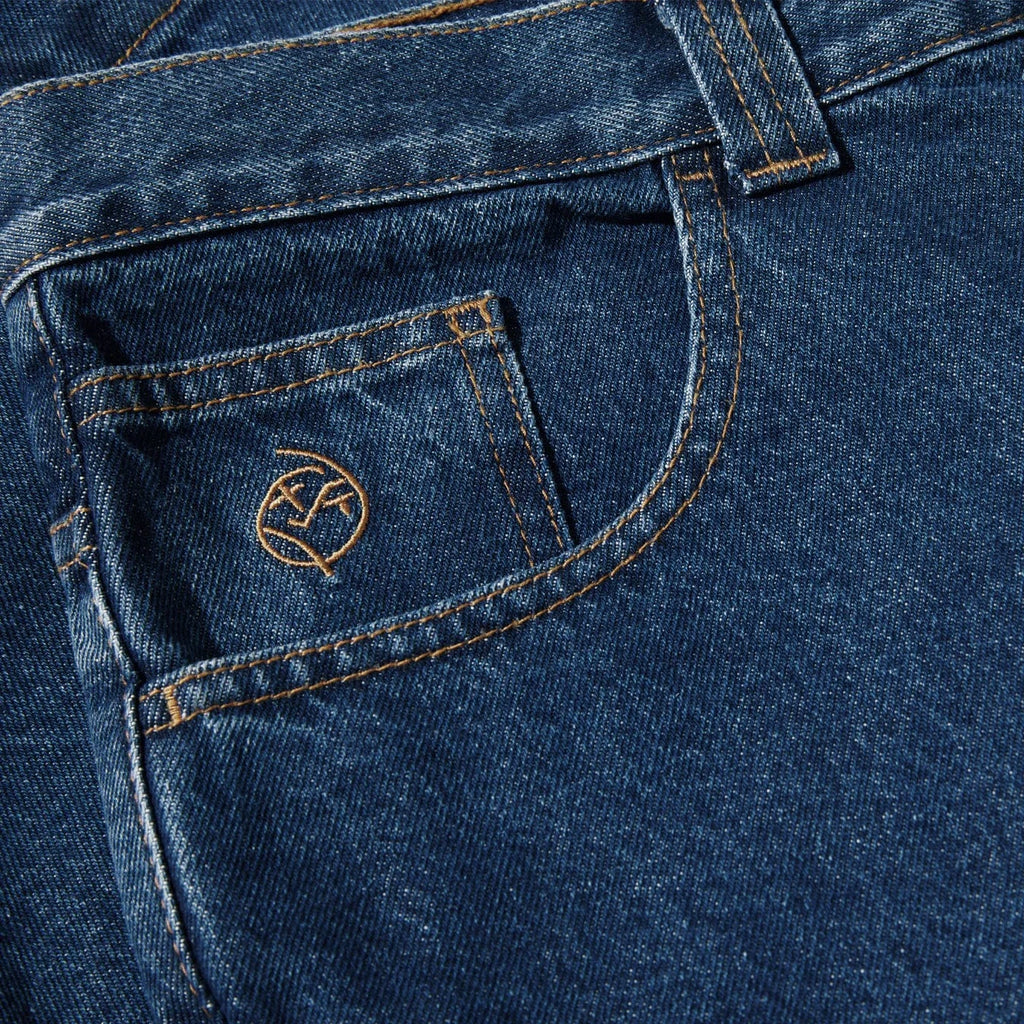 Dark blue Polar Skate Co Big Boy Shorts, casual men's shorts with a relaxed fit, featuring the brand logo and comfortable fabric.