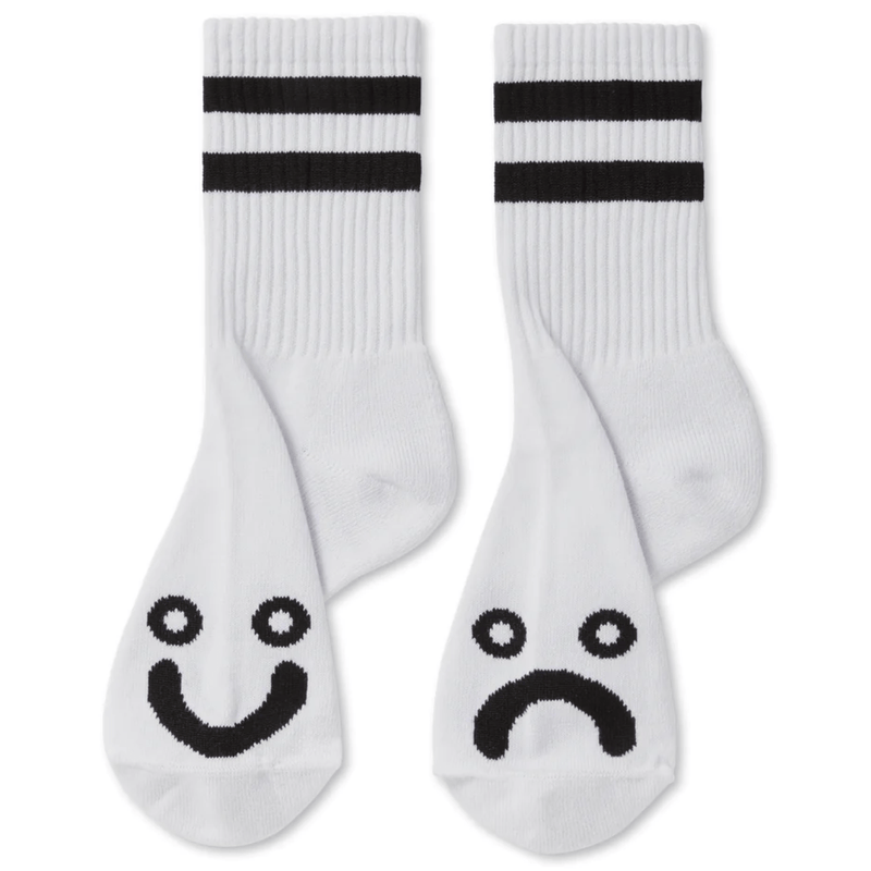 Polar Skate Co Happy Sad Socks | White - The Vines Supply Co