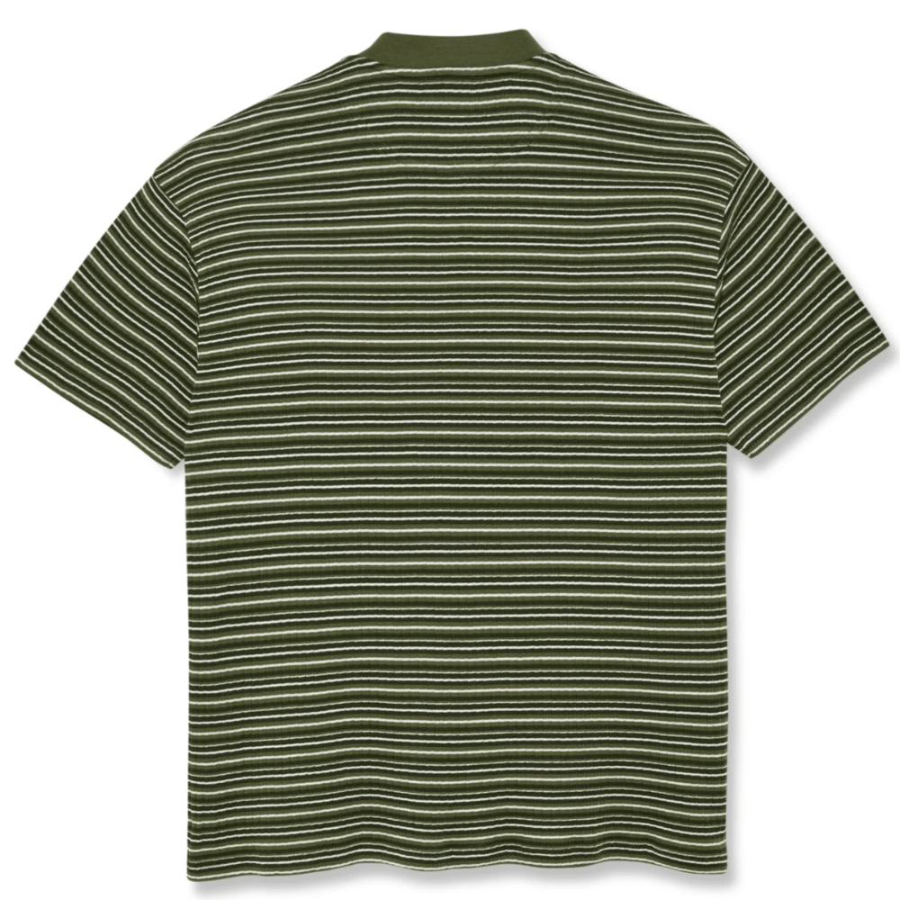 Polar Polar Skate Co Stripe Rib Henley T-Shirt | Uniform Green Tees | The Vines